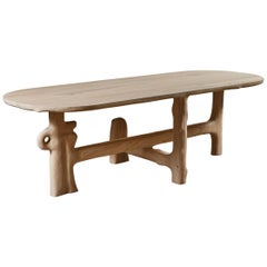 Organic Hand Carved and White Washed Dining Table by Casey McCafferty