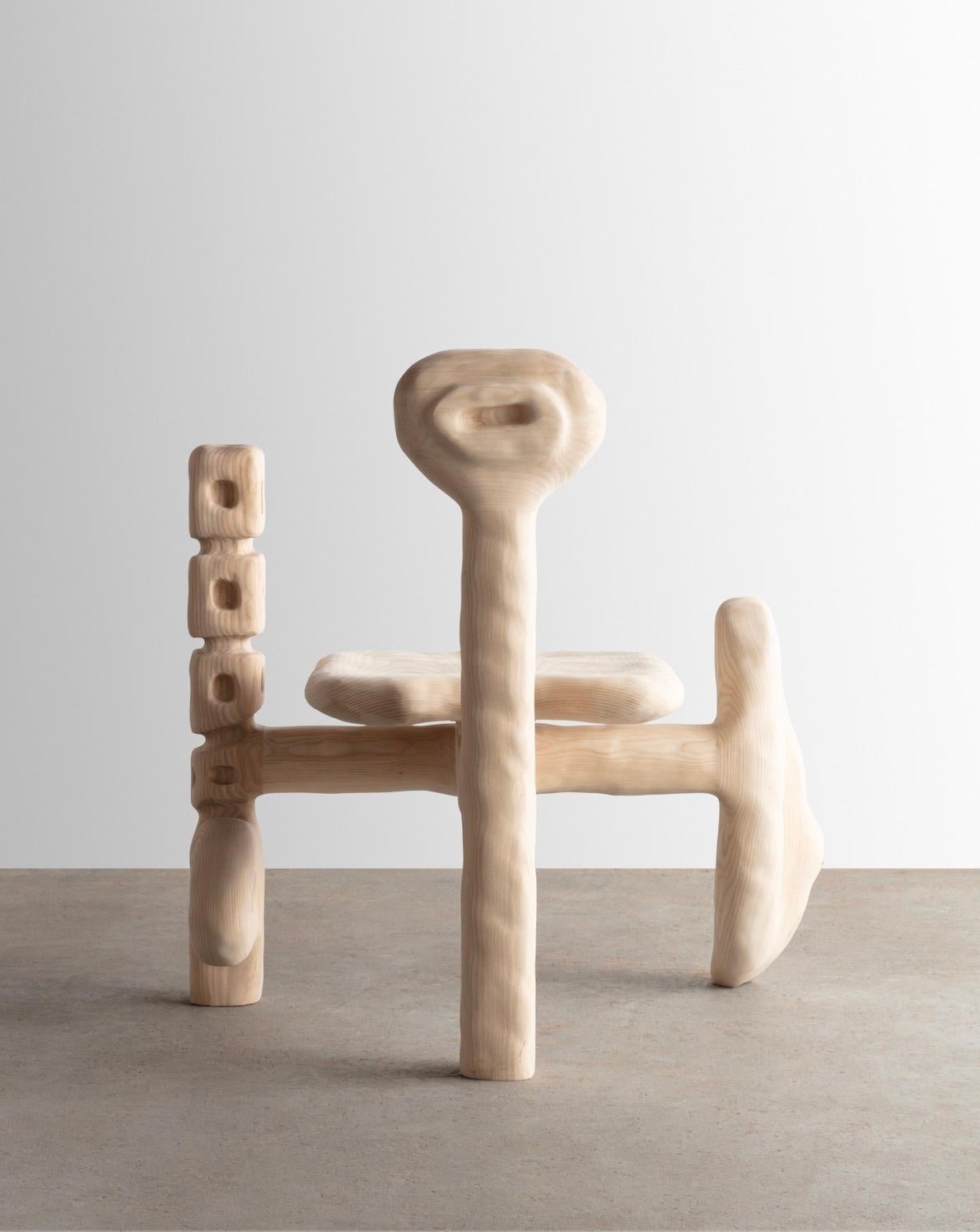 Blackened Organic Hand Carved Ash Chair by Casey McCafferty For Sale
