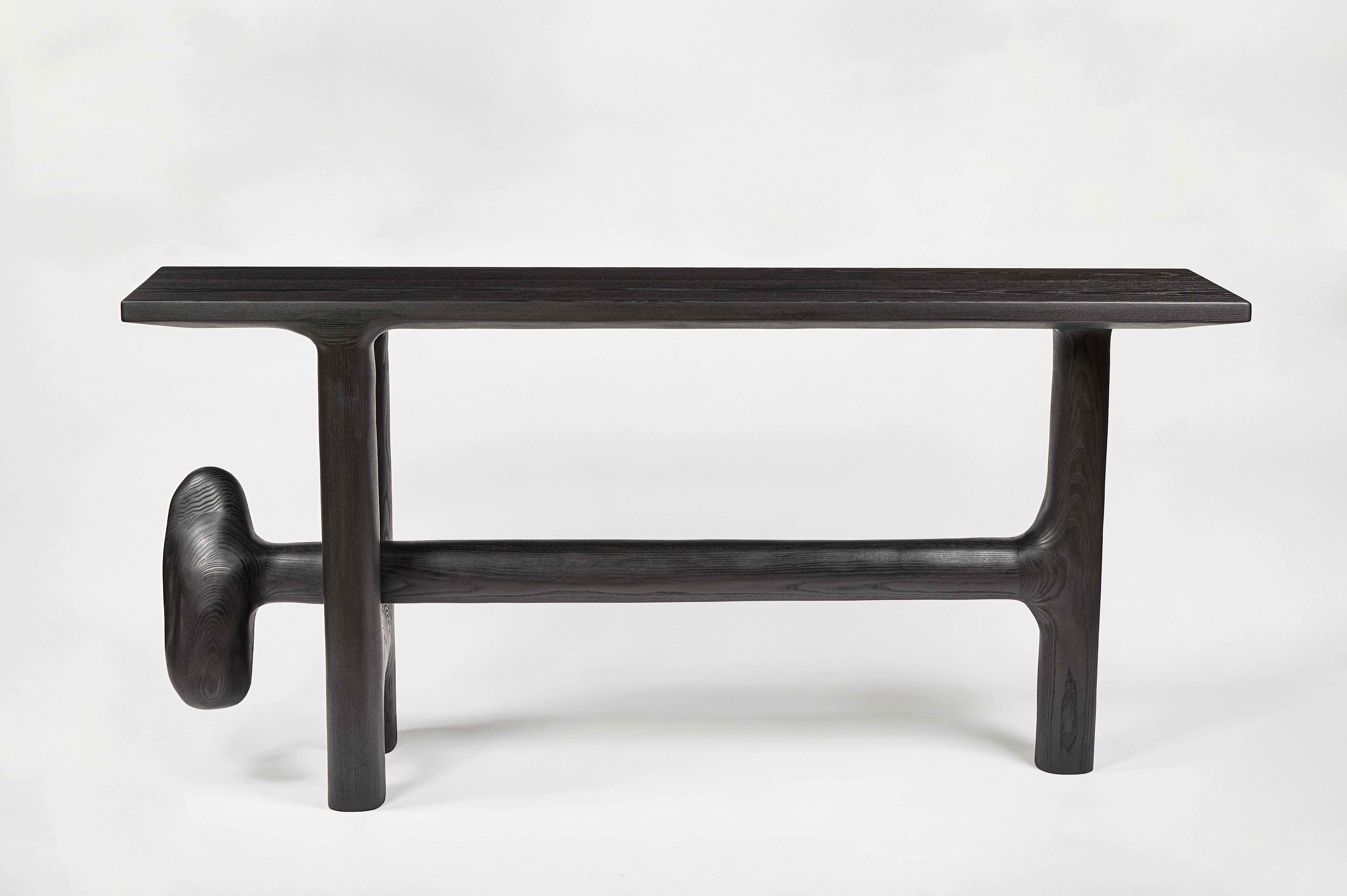 Organic Hand Carved Blackened Ash Entry Table by Casey McCafferty In New Condition For Sale In Fair Lawn, NJ
