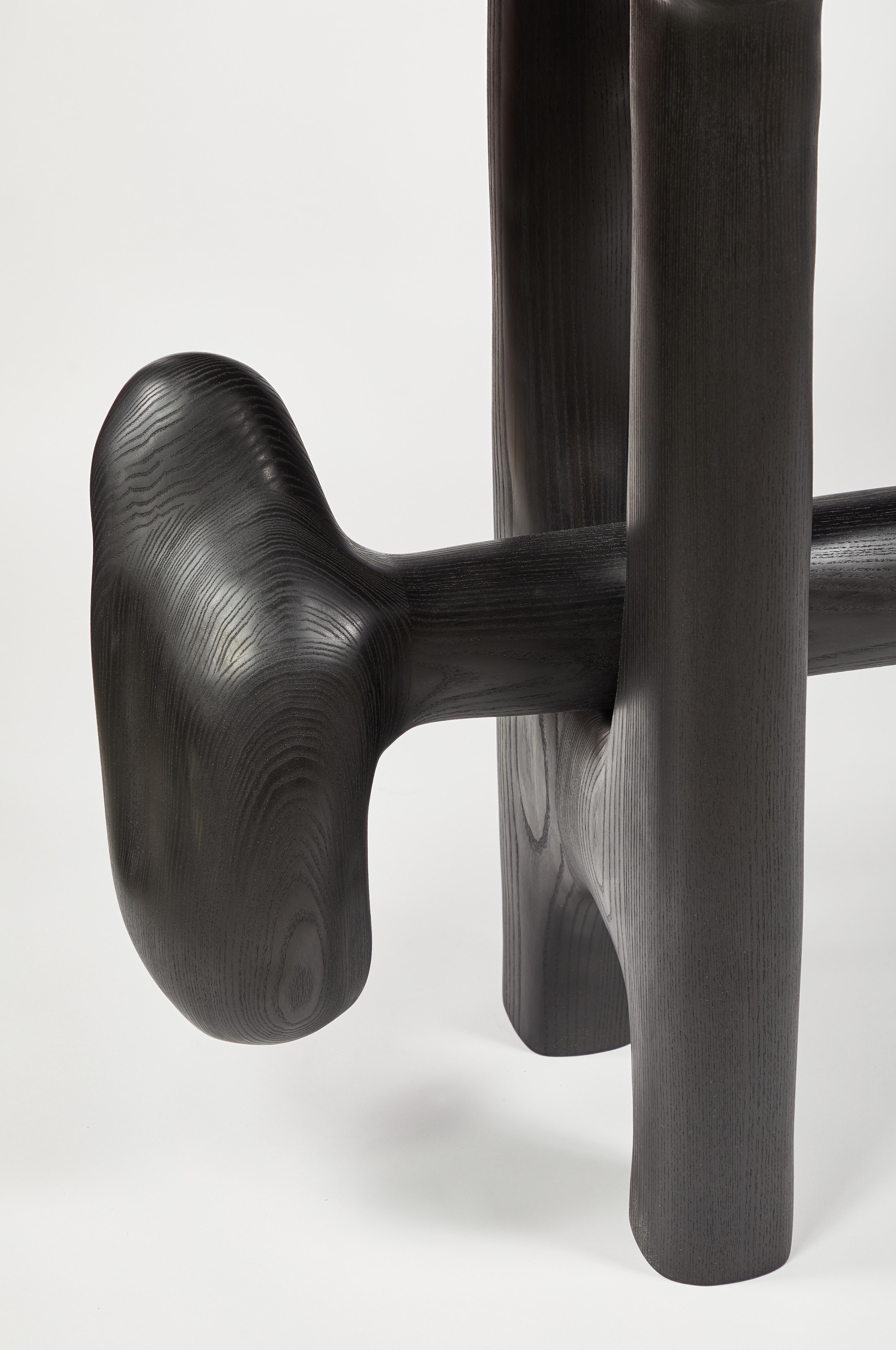 Organic Hand Carved Blackened Ash Entry Table by Casey McCafferty For Sale 2