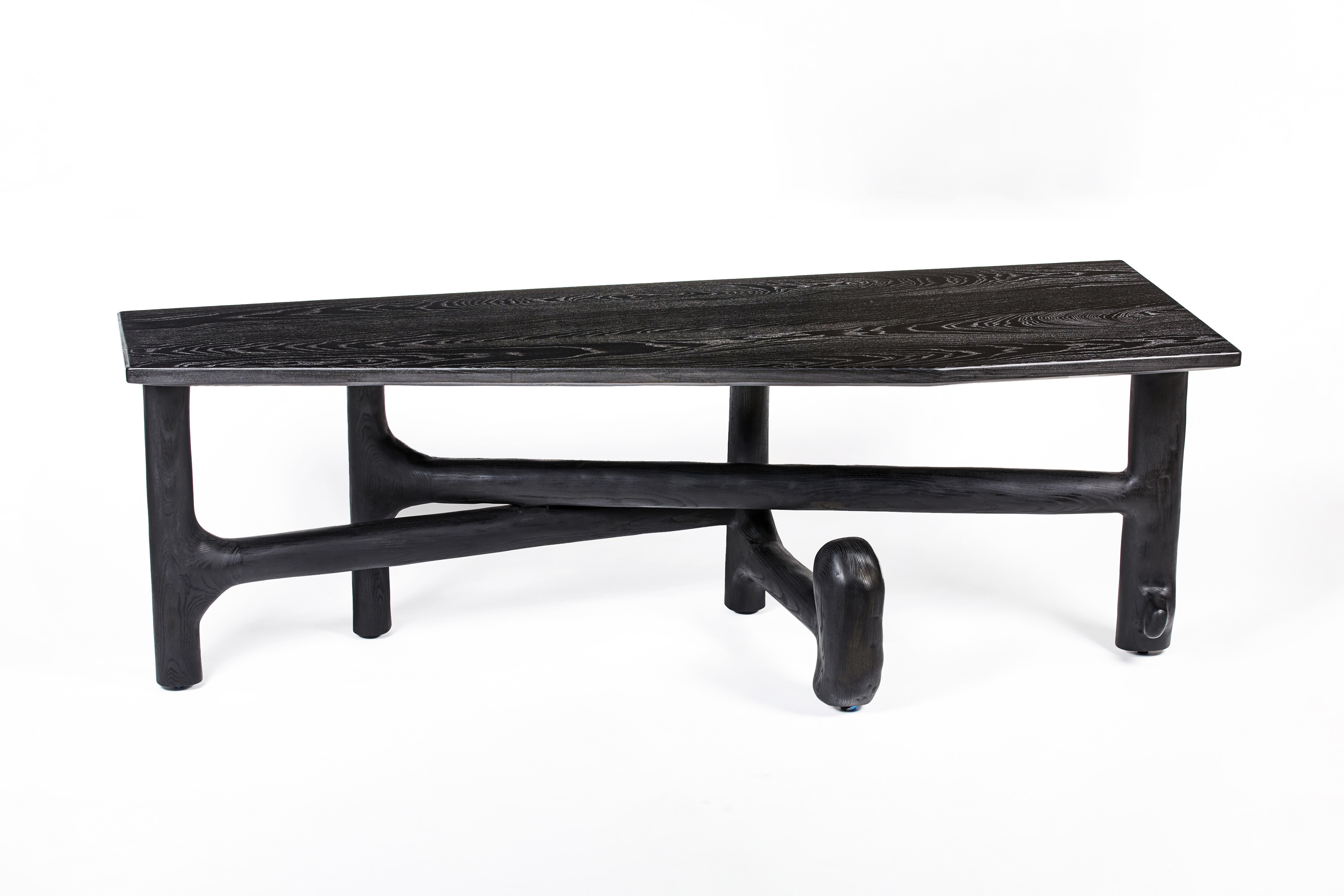 American Organic Hand Carved Ebonized Ash Desk by Casey McCafferty For Sale