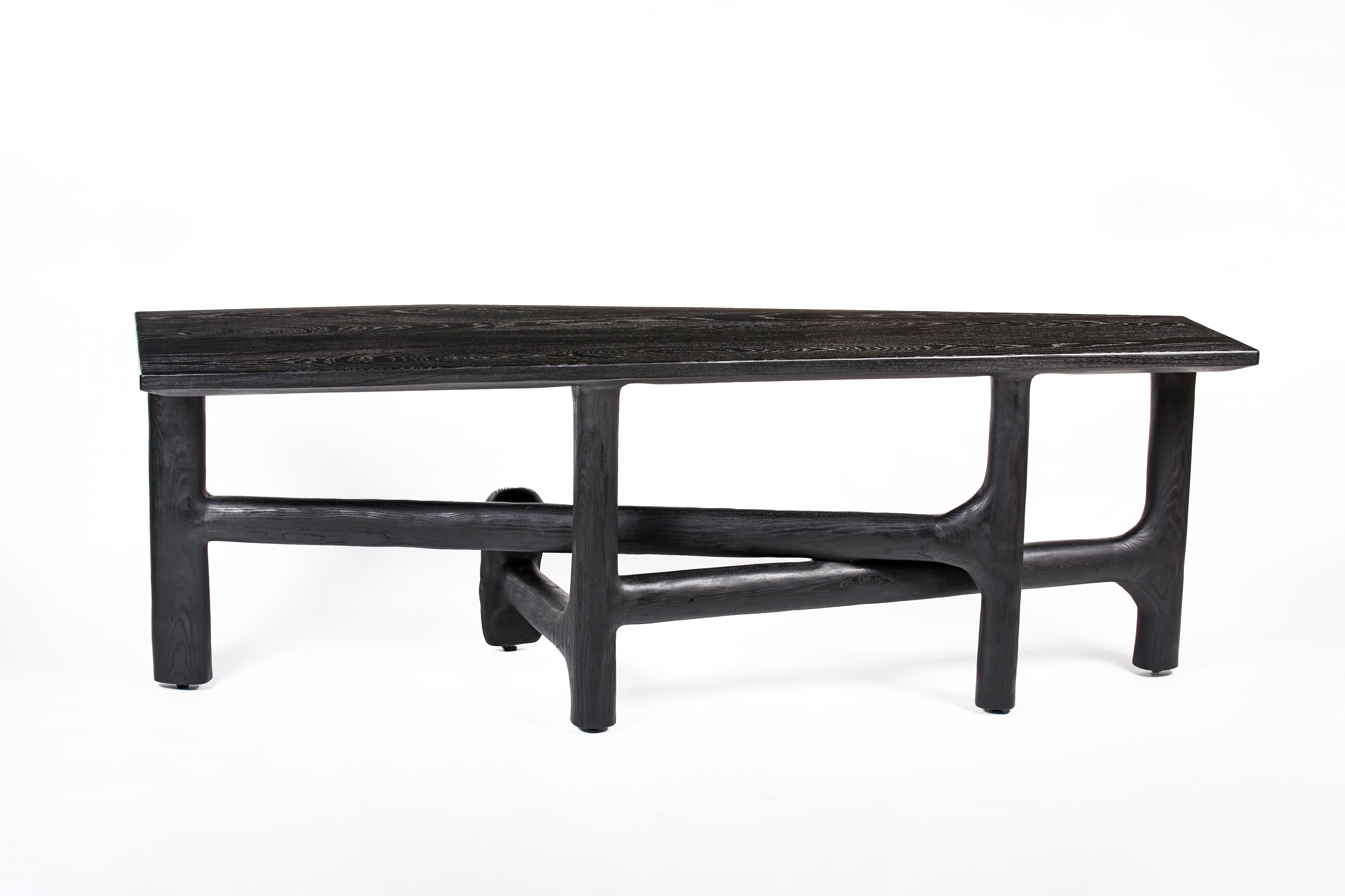 Blackened Organic Hand Carved Ebonized Ash Desk by Casey McCafferty For Sale