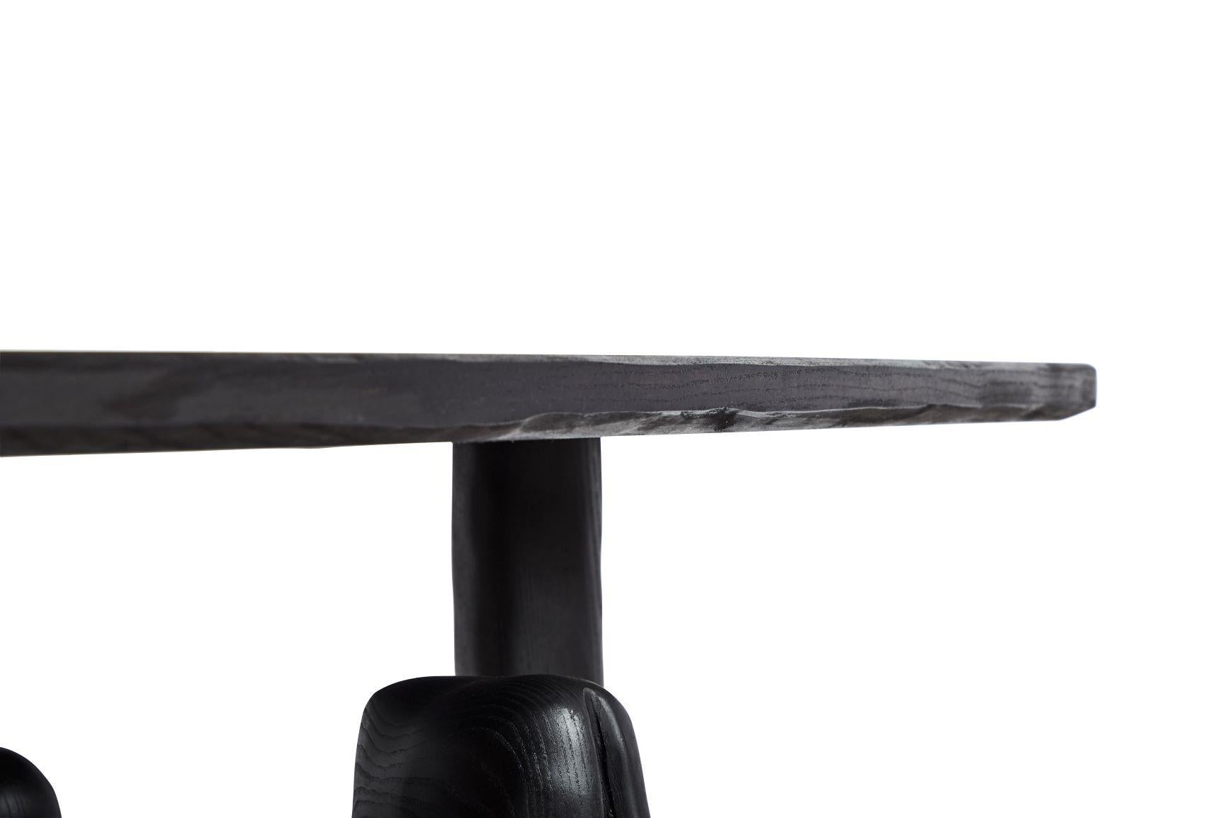 Organic Hand Carved Ebonized Ash Entry Table by Casey McCafferty For Sale 2