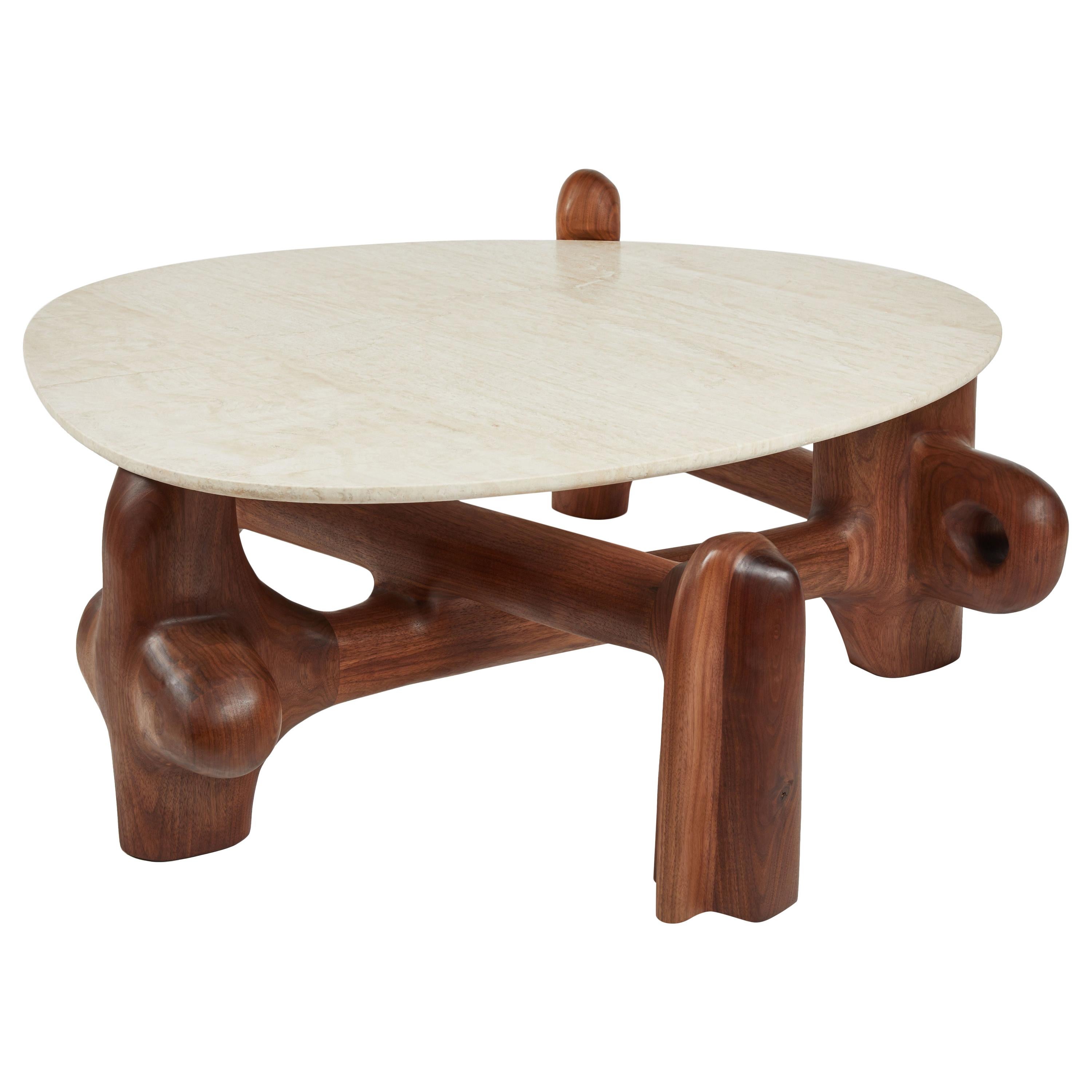 Organic Hand Carved Walnut Coffee Table by Casey McCafferty For Sale