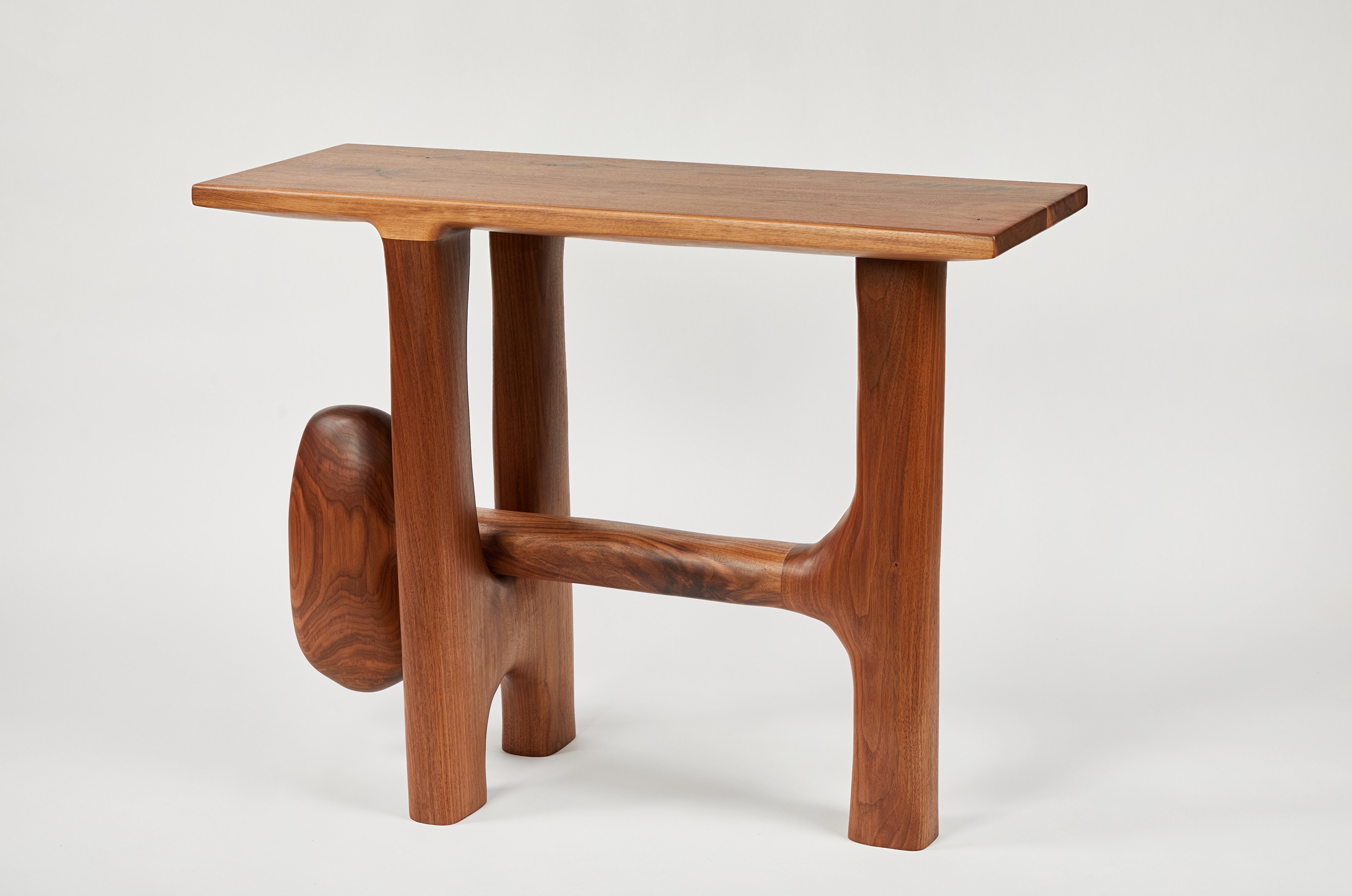 American Organic Hand Carved Walnut Entry Table by Casey McCafferty For Sale