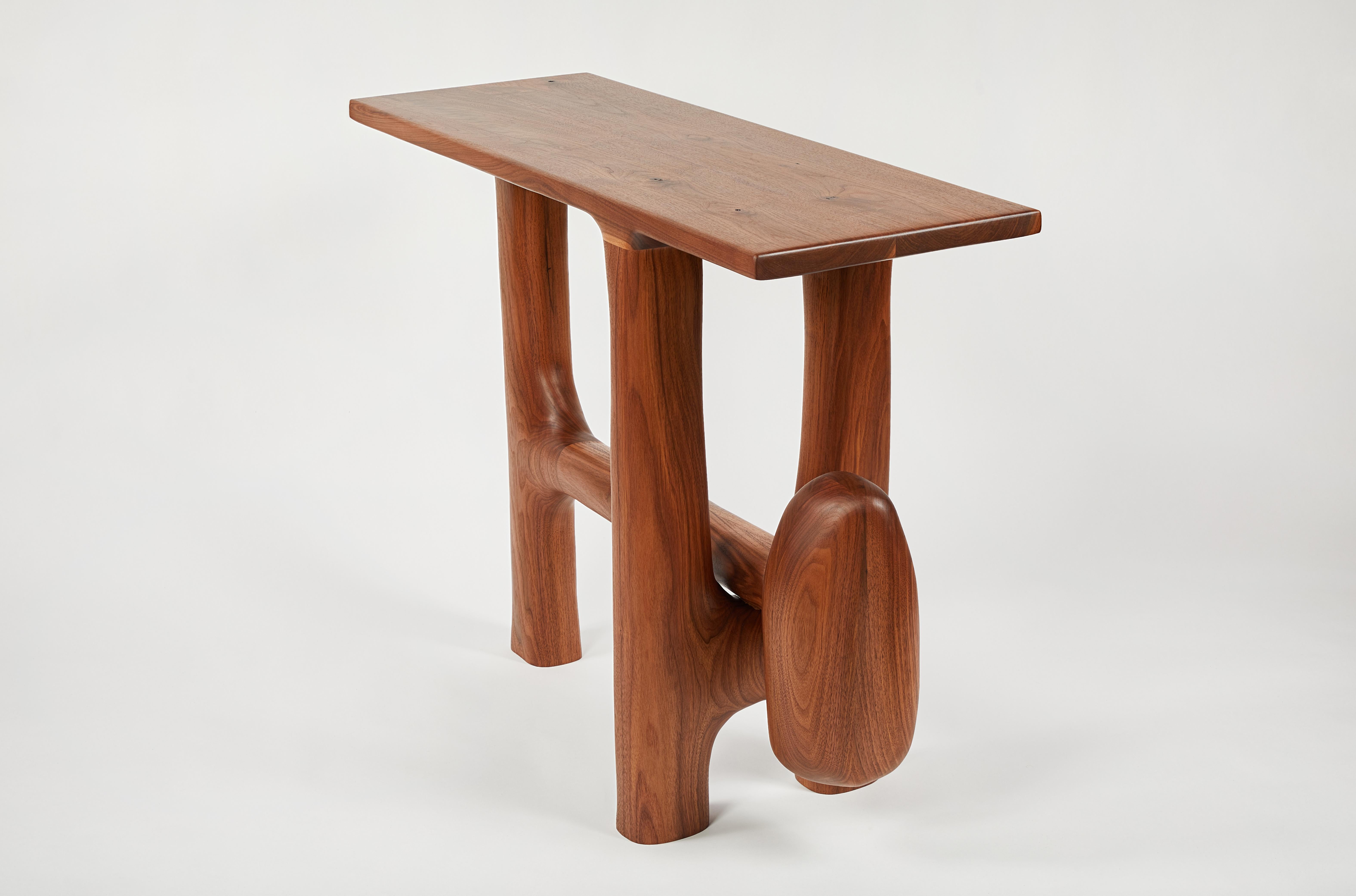 Contemporary Organic Hand Carved Walnut Entry Table by Casey McCafferty For Sale