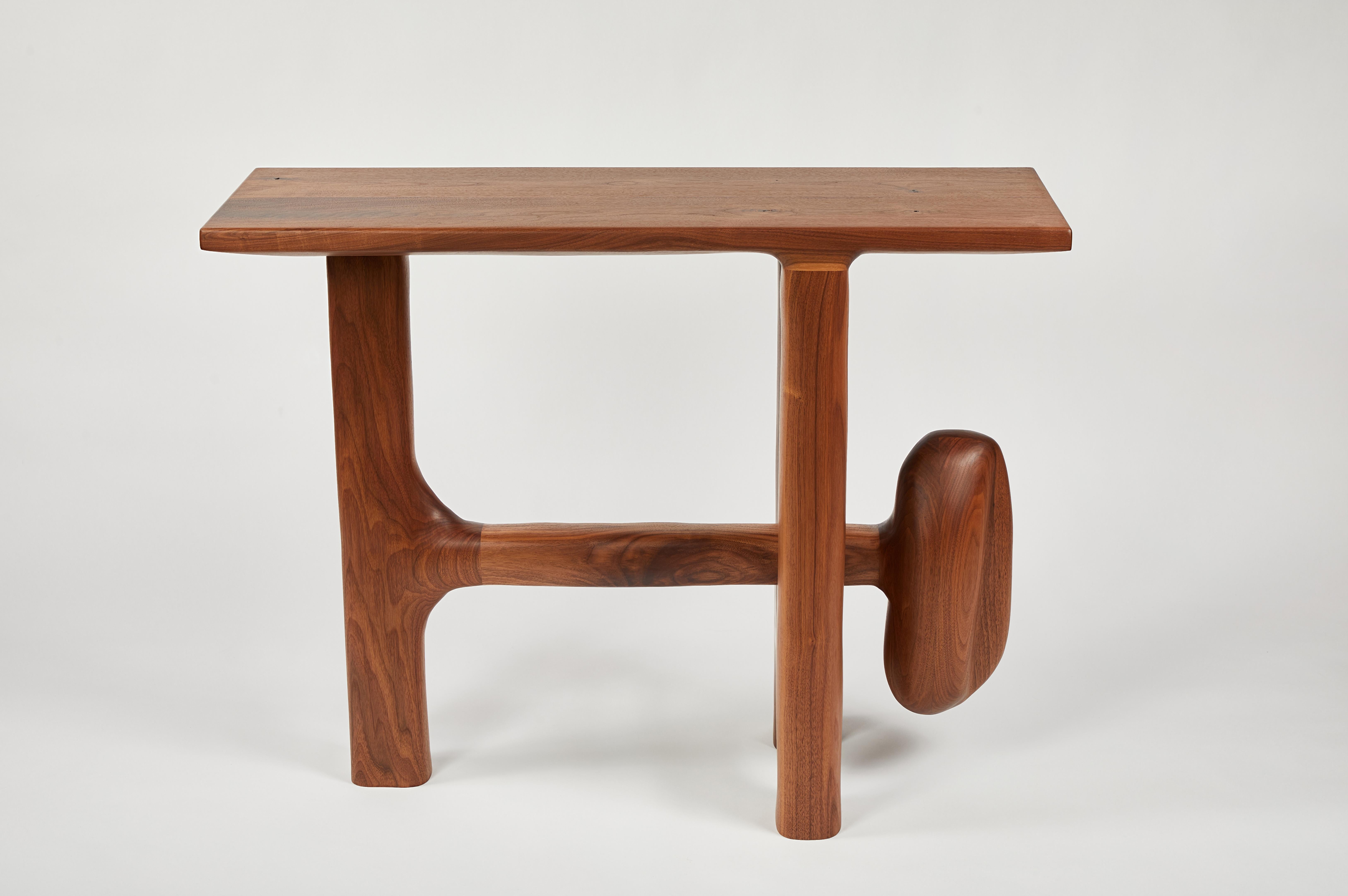 Ash Organic Hand Carved Walnut Entry Table by Casey McCafferty For Sale