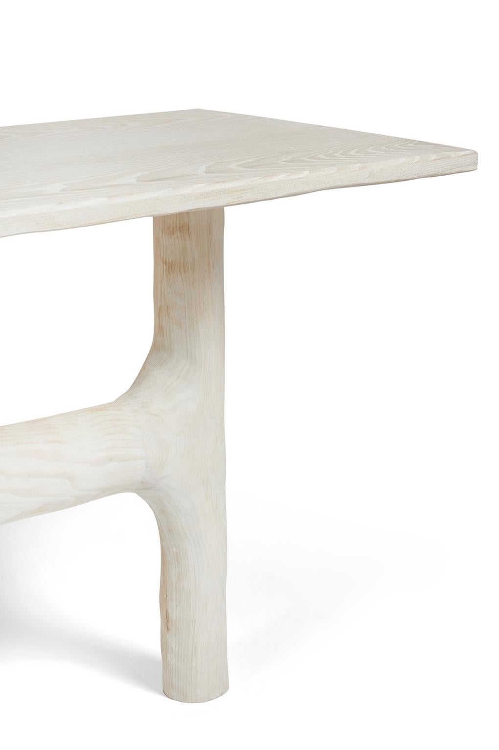 Organic Hand Carved White Washed Ash Entry Table by Casey McCafferty For Sale 8