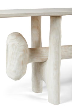 Organic Hand Carved White Washed Ash Entry Table by Casey McCafferty