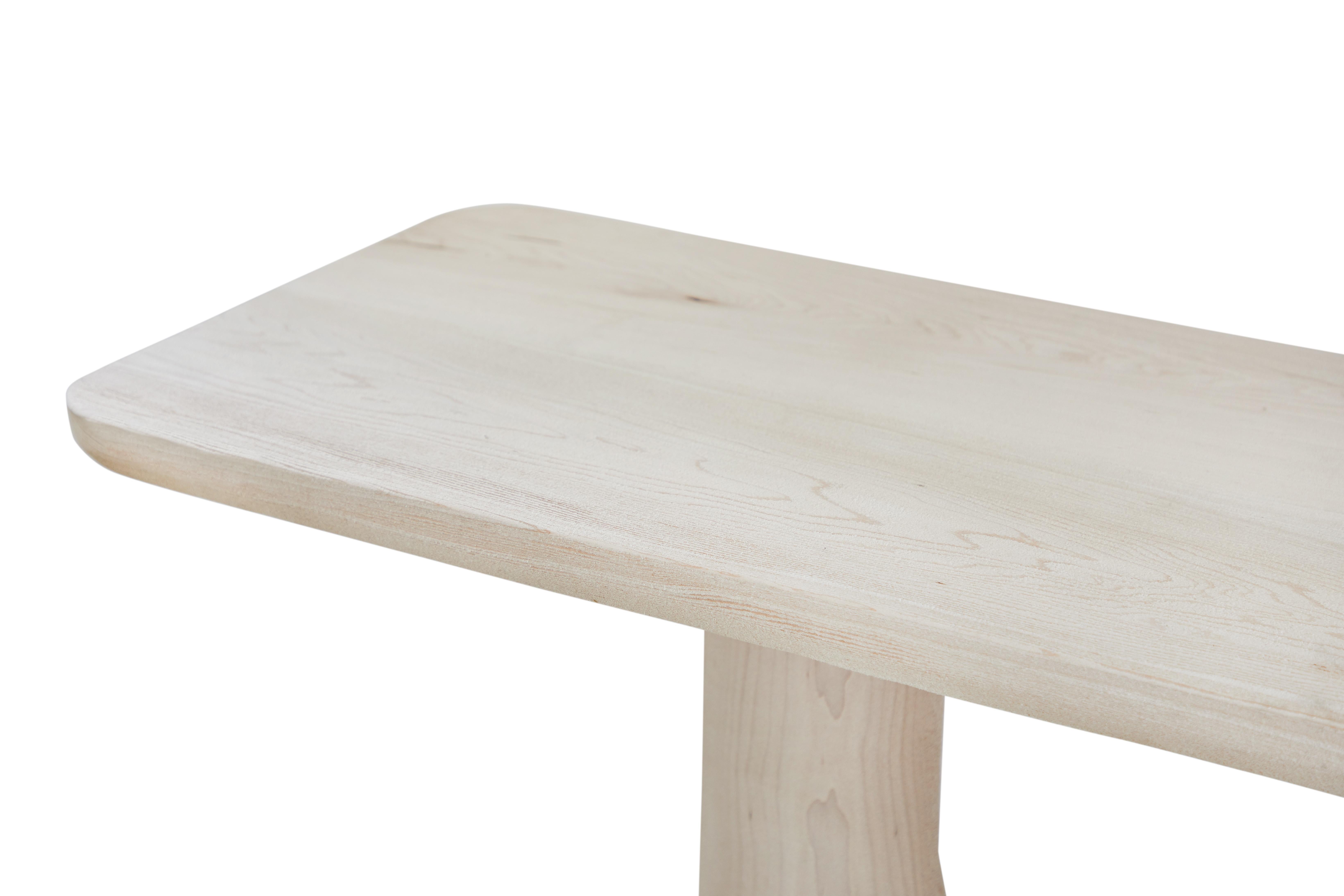American Organic Hand Carved White Washed Maple Entry Table by Casey McCafferty For Sale