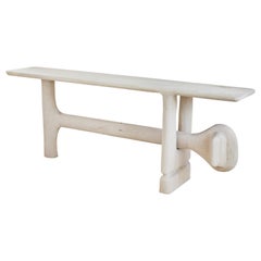 Organic Hand Carved White Washed Maple Entry Table by Casey McCafferty