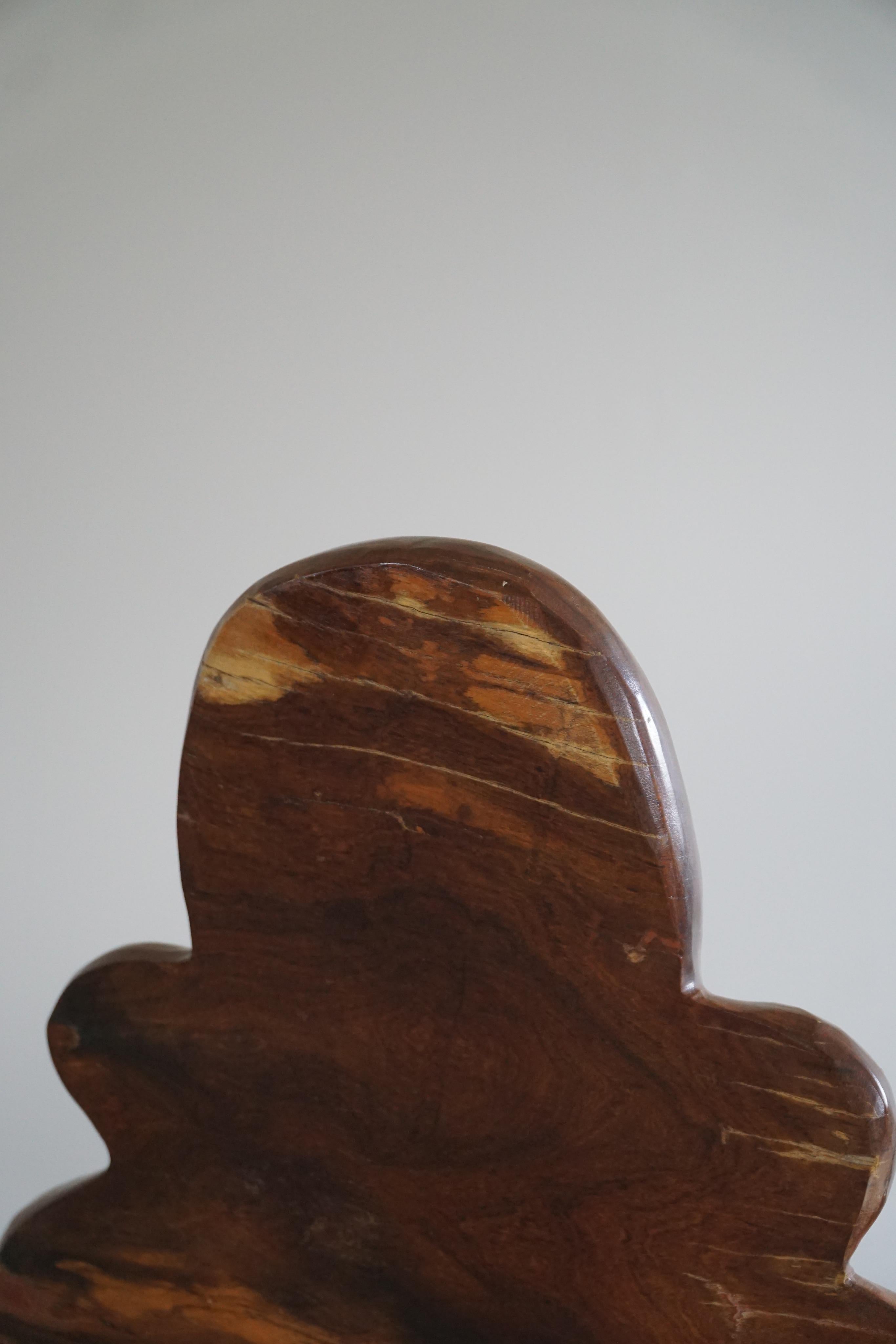 Organic Handcrafted Wabi Sabi Armchair in Solid Wood, Swedish Modern, 1900s For Sale 6
