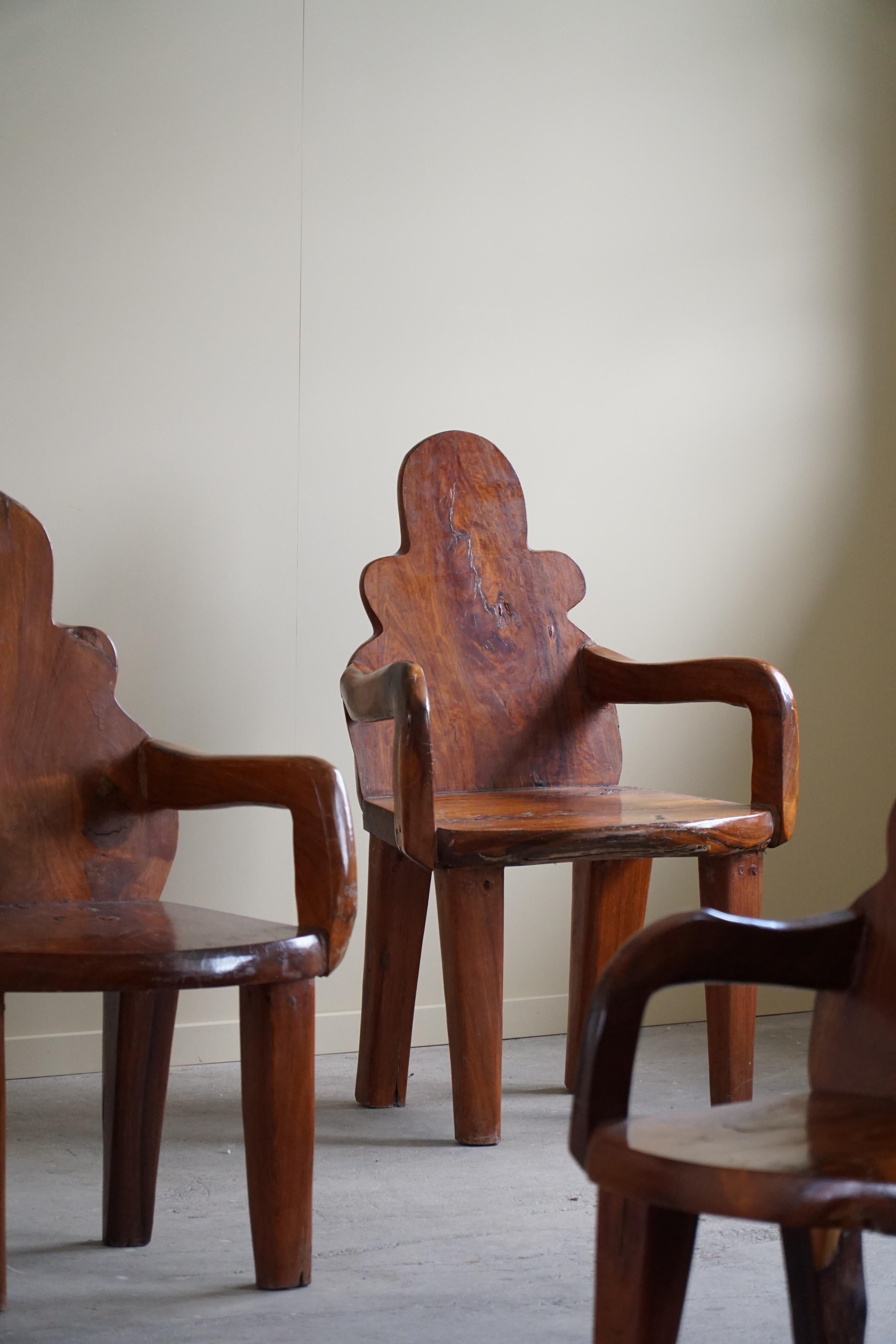 Handgefertigter Wabi Sabi-Sessel aus Massivholz, schwedische Moderne, 1900er Jahre im Angebot 10