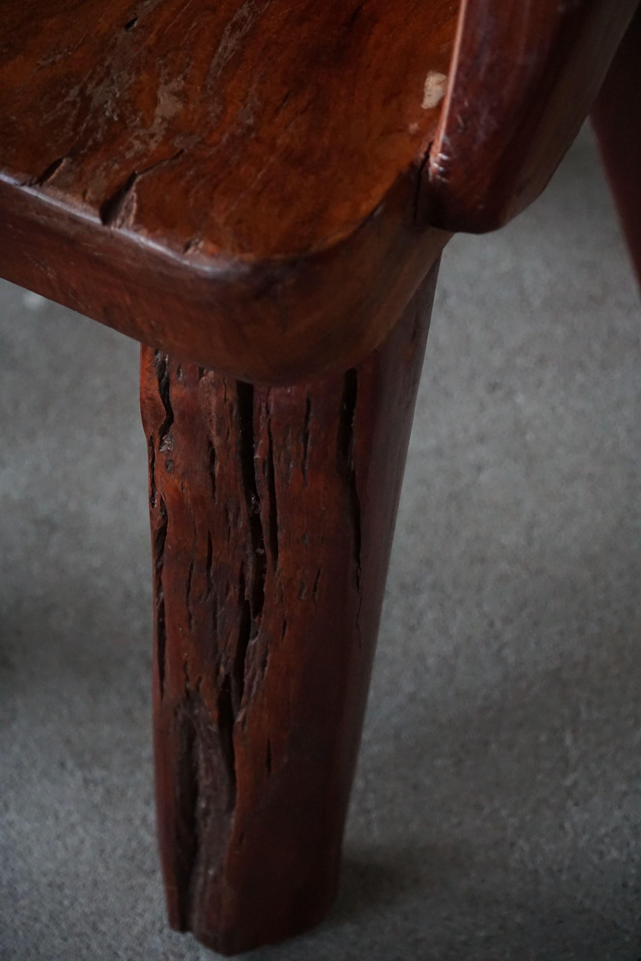 Hardwood Organic Handcrafted Wabi Sabi Chair in Solid Wood, Scandinavian Modern, 1900s