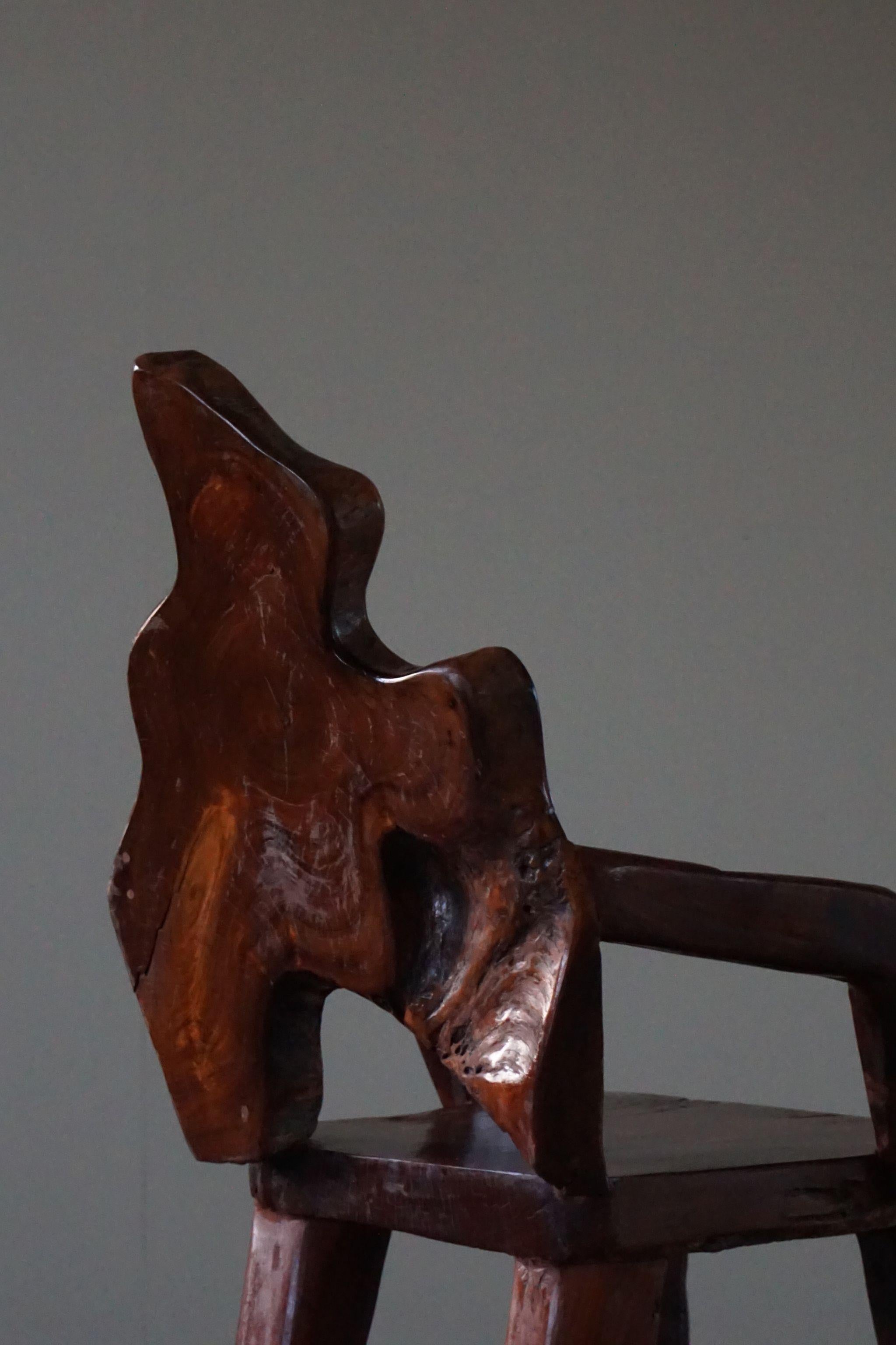 Organic Handcrafted Wabi Sabi Chair in Solid Wood, Scandinavian Modern, 1900s 2