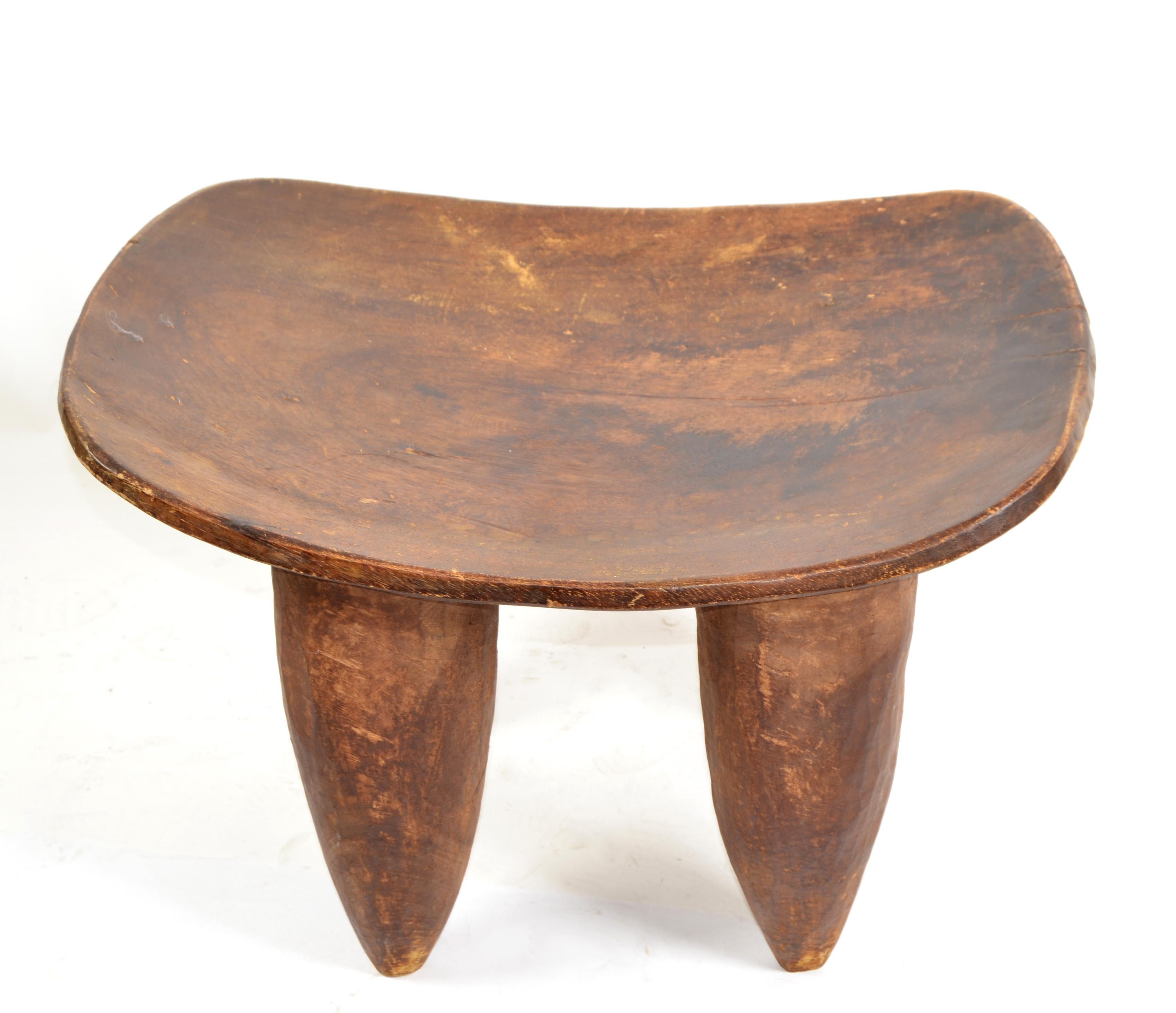 Organic Handmade African Tribal Art Folk Art Hand Carved Wood Stool Ivory Coast For Sale 8