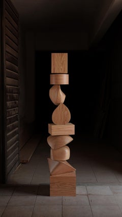 Organic Harmony: Modern Wood Totem Still Stand No77 by NONO, Escalona Design