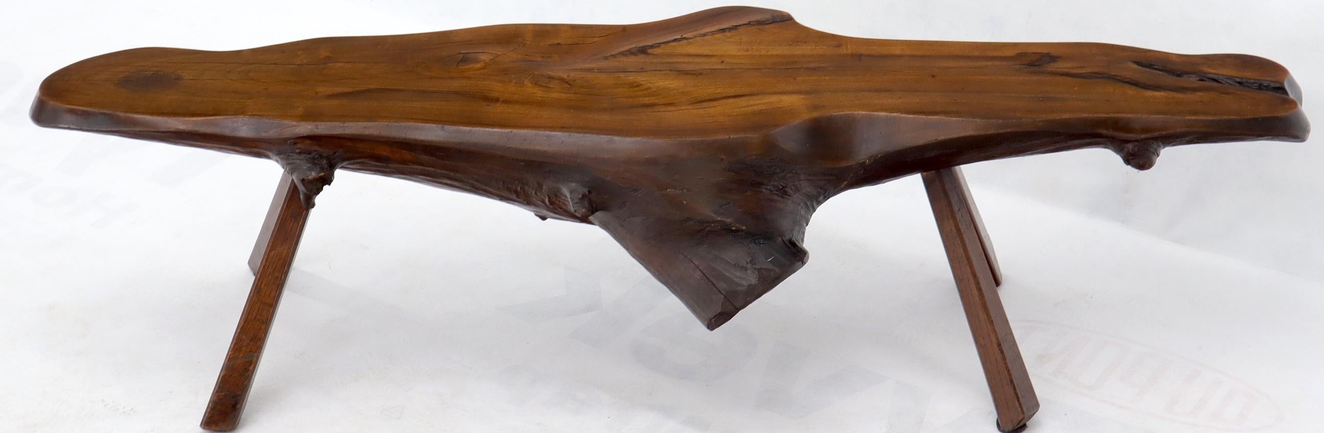 Mid-Century Modern organic heavy solid top coffee table. Nakashima influence.