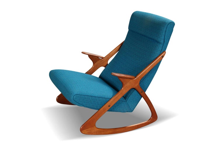 Organic Highback Danish Modern Rocking Chair in Teak For Sale 1