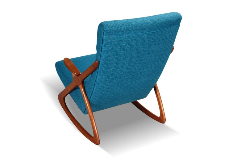 Organic Highback Danish Modern Rocking Chair in Teak For Sale 2