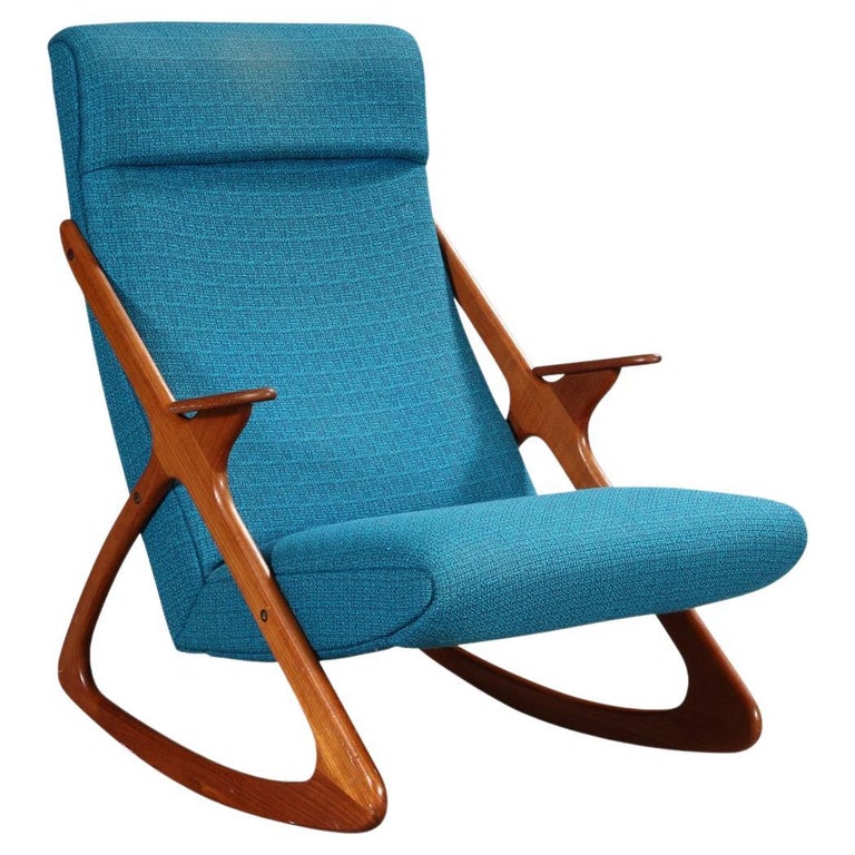 Organic Highback Danish Modern Rocking Chair in Teak For Sale
