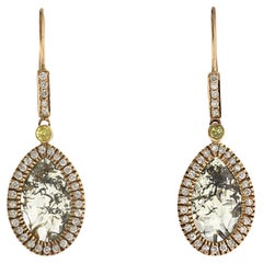 Organic Ice Diamond Dangle Earrings Made In 18k Yellow Gold