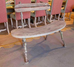Organic Iron Bench with Aged Wooden Seat