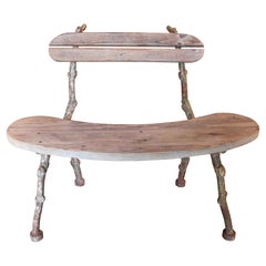 Organic Iron Bench with Aged Wooden Seat