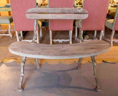 Organic Iron Bench with Aged Wooden Seat