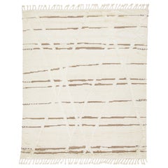 Tappeto organico in lana moderna in stile marocchino avorio con motivo tribale
