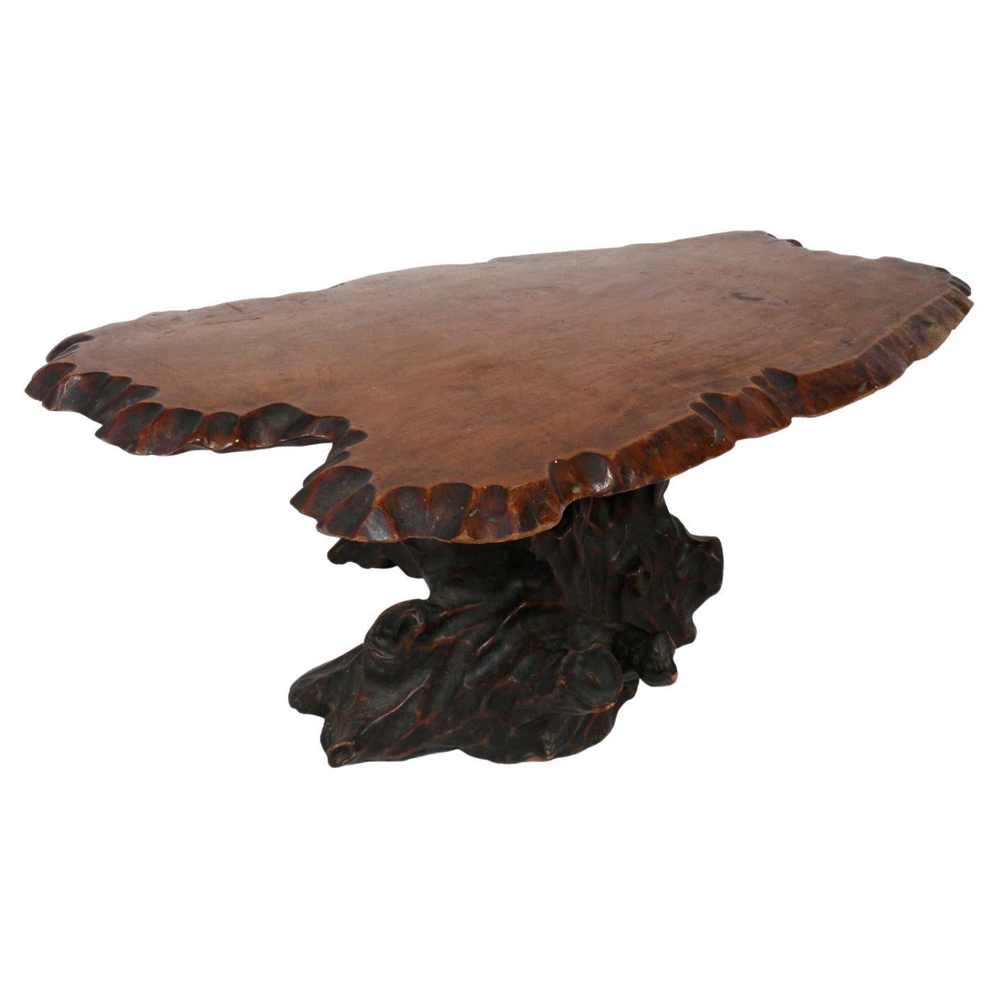 Organic Japanese Wood Coffee Table For Sale