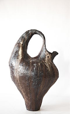 Vase en forme de cruche organique par April Johnston, grès travaillé à la main, USA