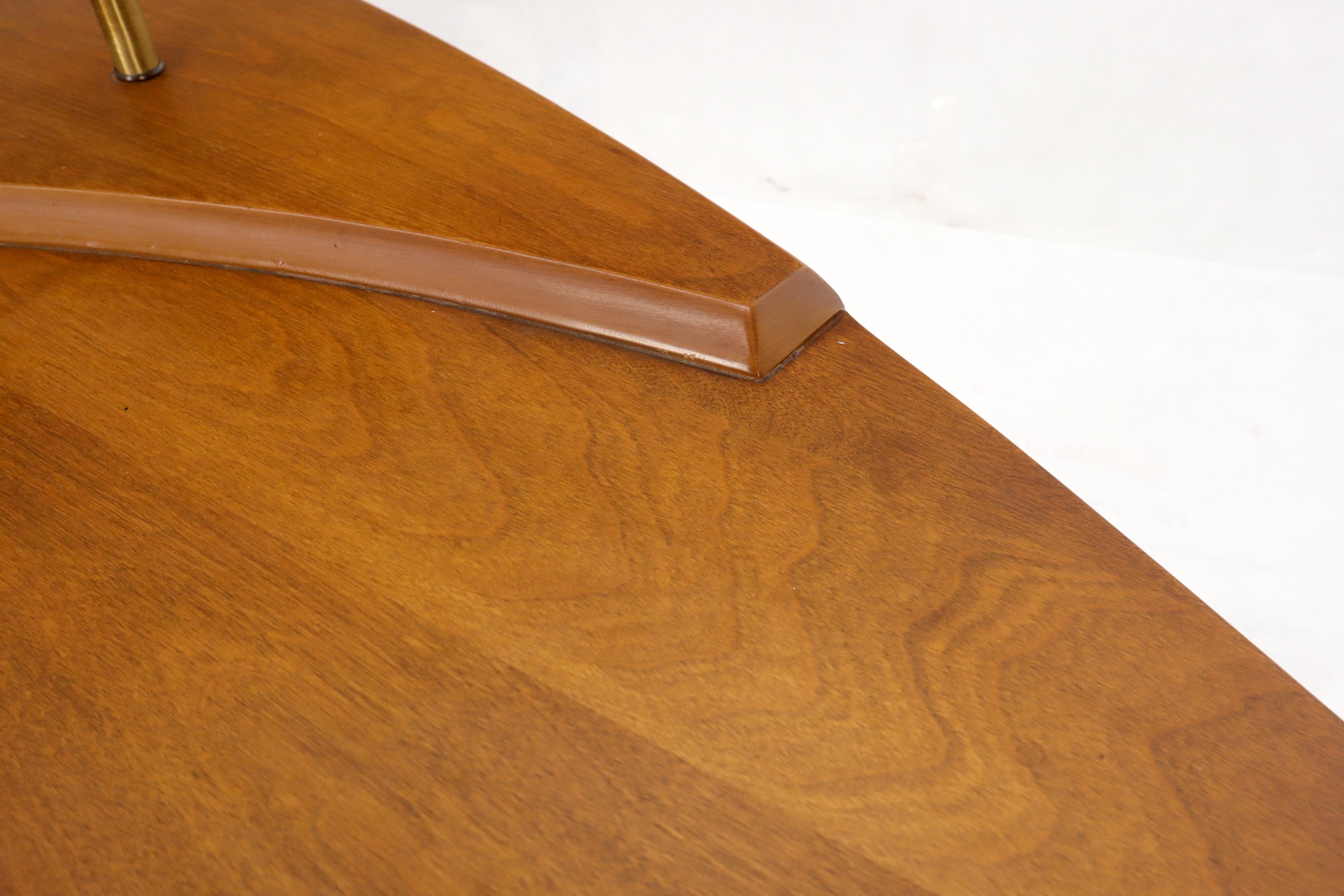 Organic Kidney Comma Shape Two-Tier Glass Top Brass Leg Walnut Coffee Side Table 1