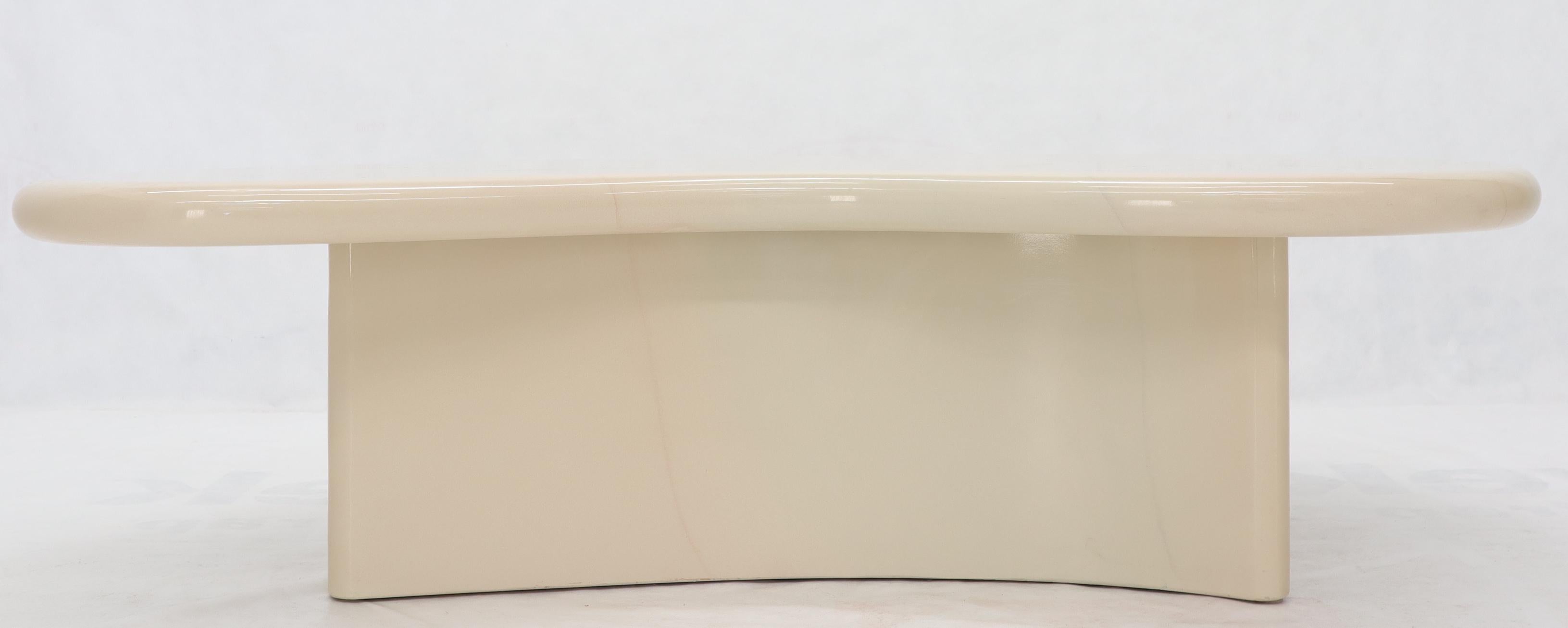Organic Kidney Shape Beige Cream White Lacquer Mid-Century Modern Coffee Table 4