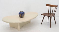 Organic Kidney Shape Beige Cream White Lacquer Mid-Century Modern Coffee Table