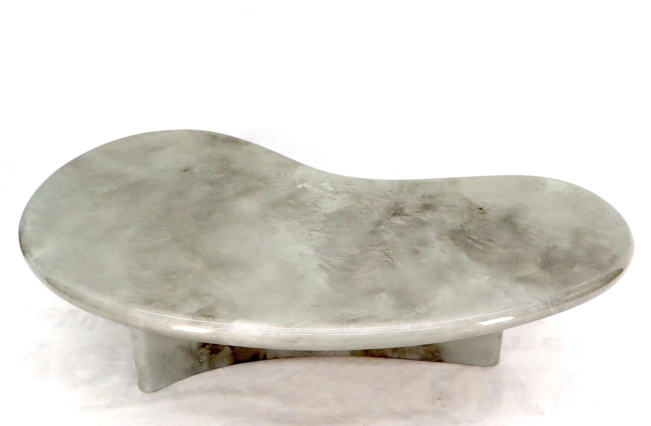 20th Century Organic Kidney Shape Faux Marble Finish Coffee Table For Sale