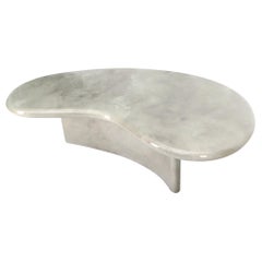 Organic Kidney Shape Faux Marble Finish Coffee Table