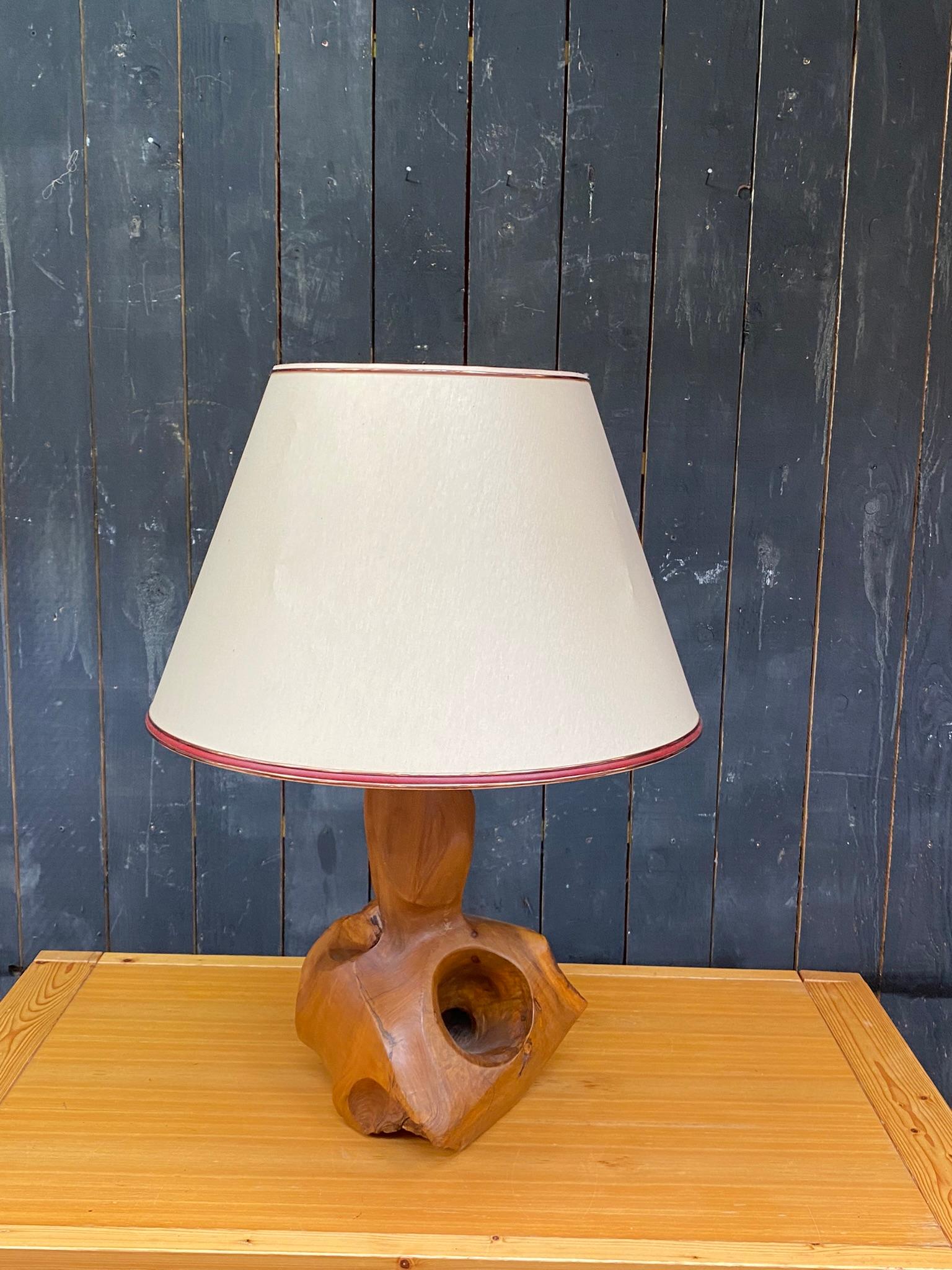 organic lamp in solid wood, direct carving, circa 1970 For Sale 2