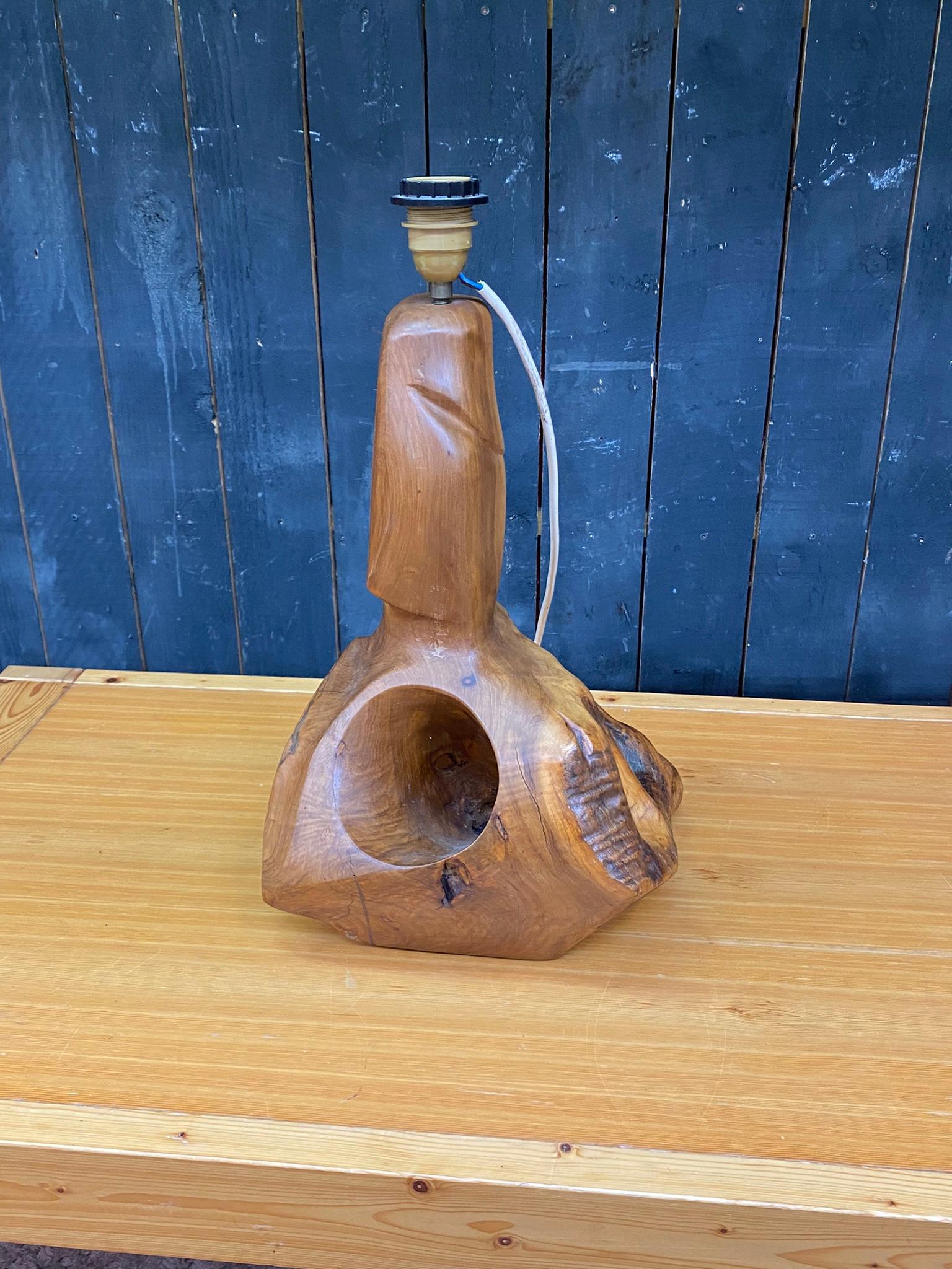 organic lamp in solid wood, direct carving, circa 1970 For Sale 6