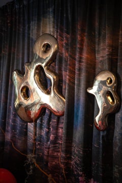 Espejo de goteo grande orgánico de latón pulido fundido