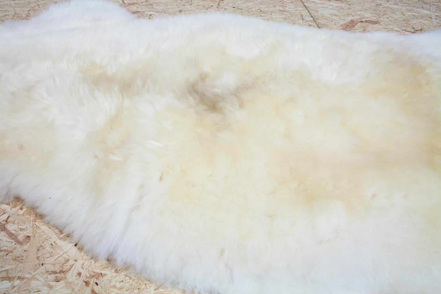 Organic Modern Organic Large Modern Natural White Sheepskin Rug or Hide, Dutch Cattle, 2018