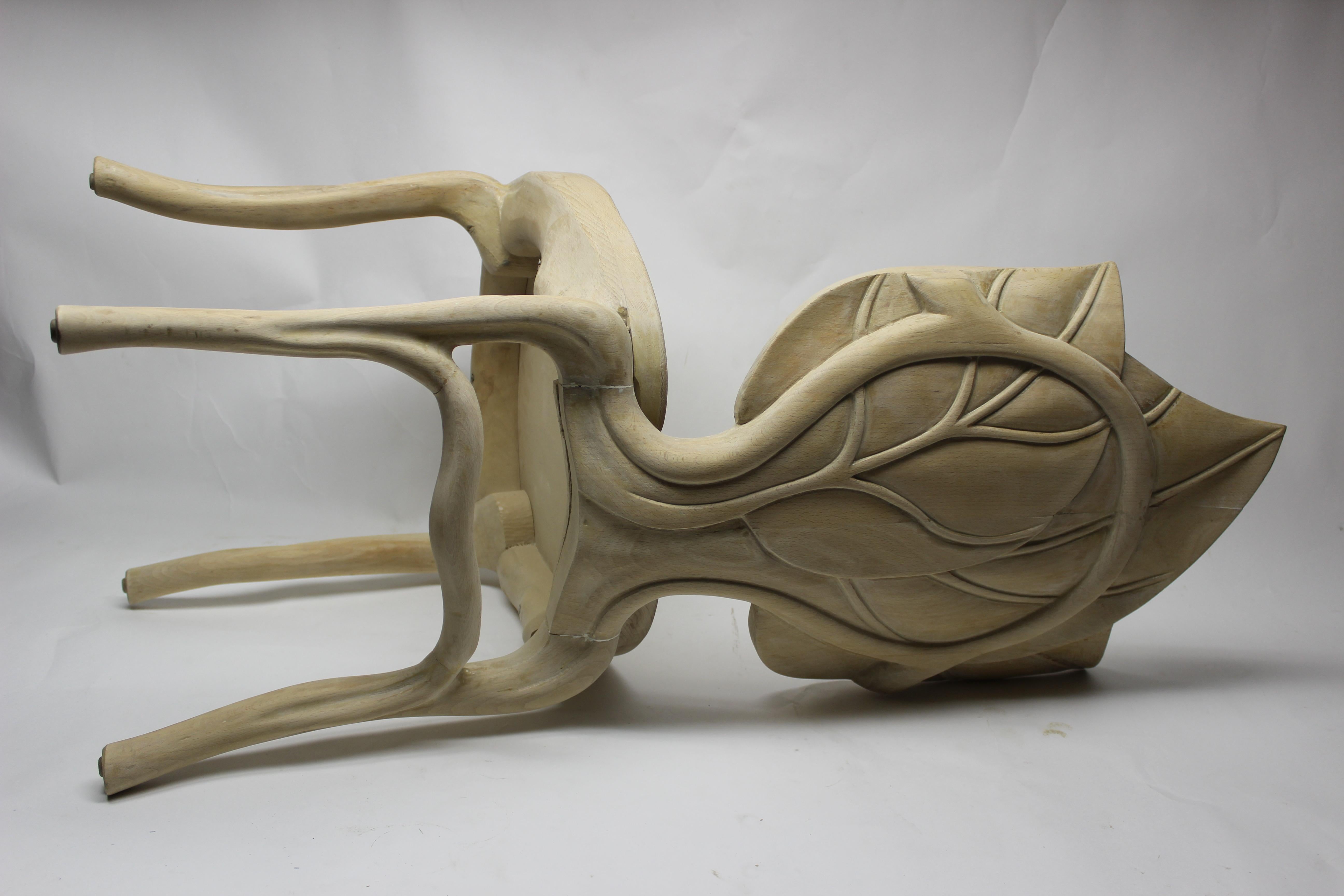 Hand-Carved Organic Leaf Shape Wood Chair by Bartolozzi and Maioli