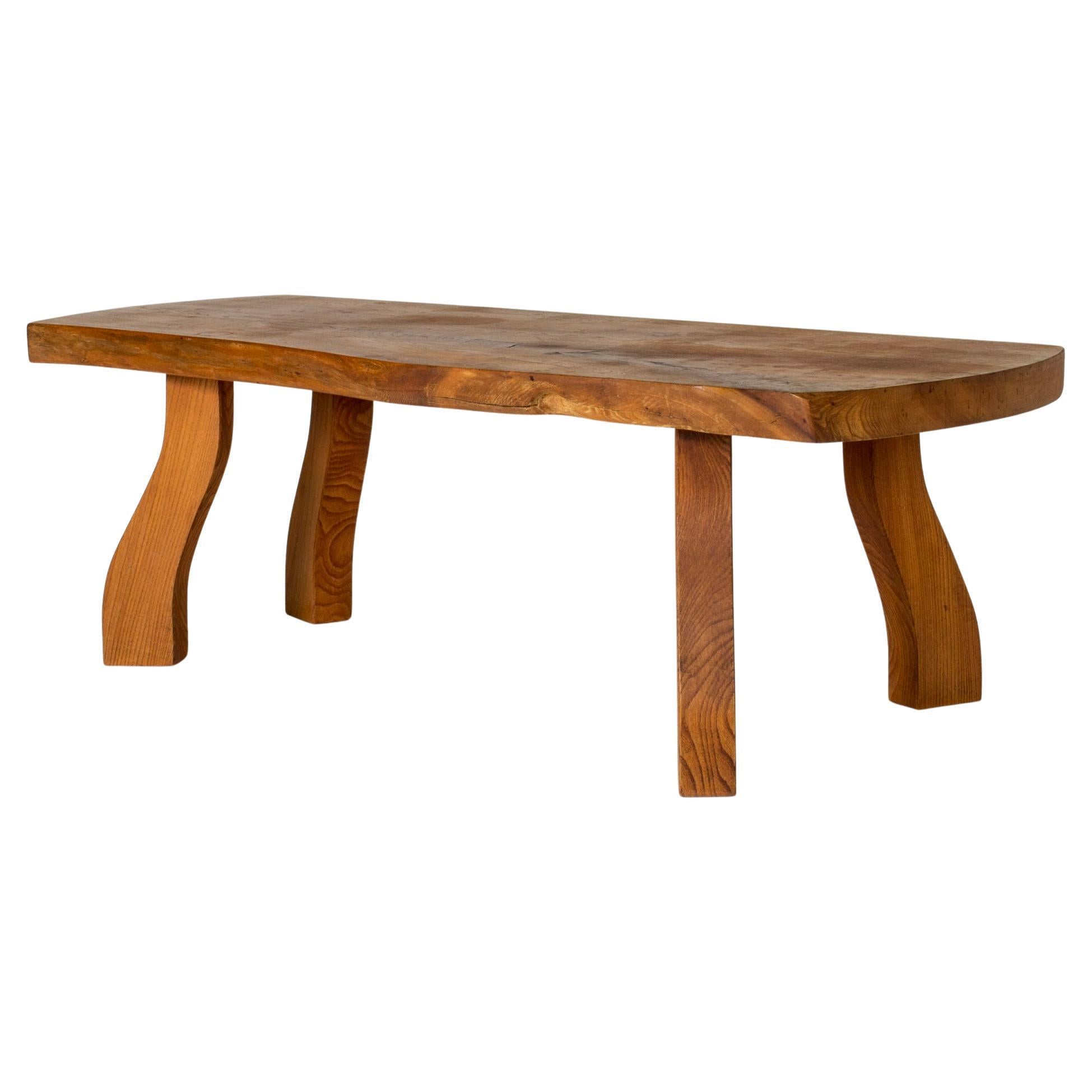 Organic Live Edge Elm Coffee Table by Peter Beijbom, Sweden, 1981 For Sale