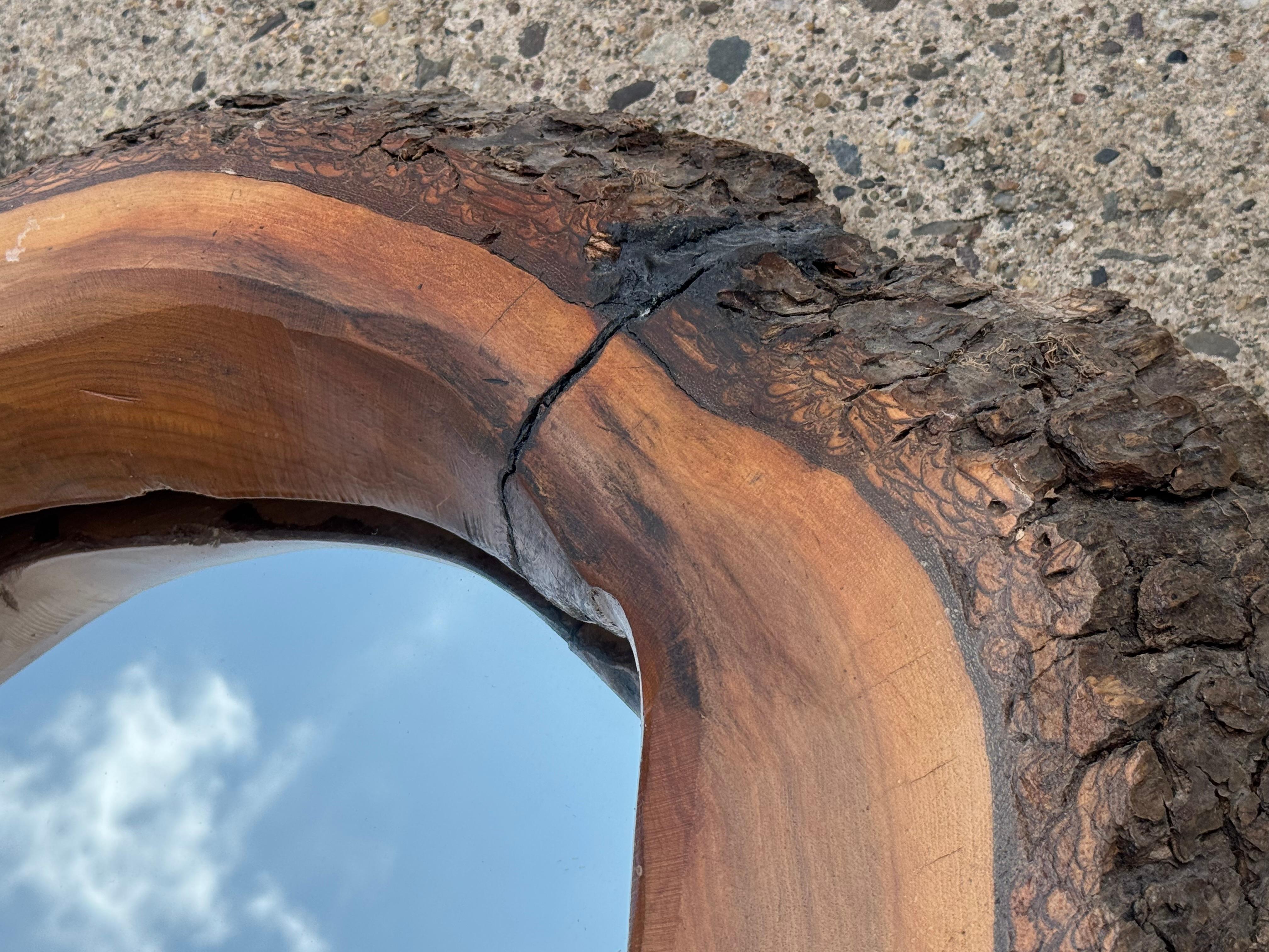 Mid-Century Modern Miroir oblong en bois à bord vif organique en vente