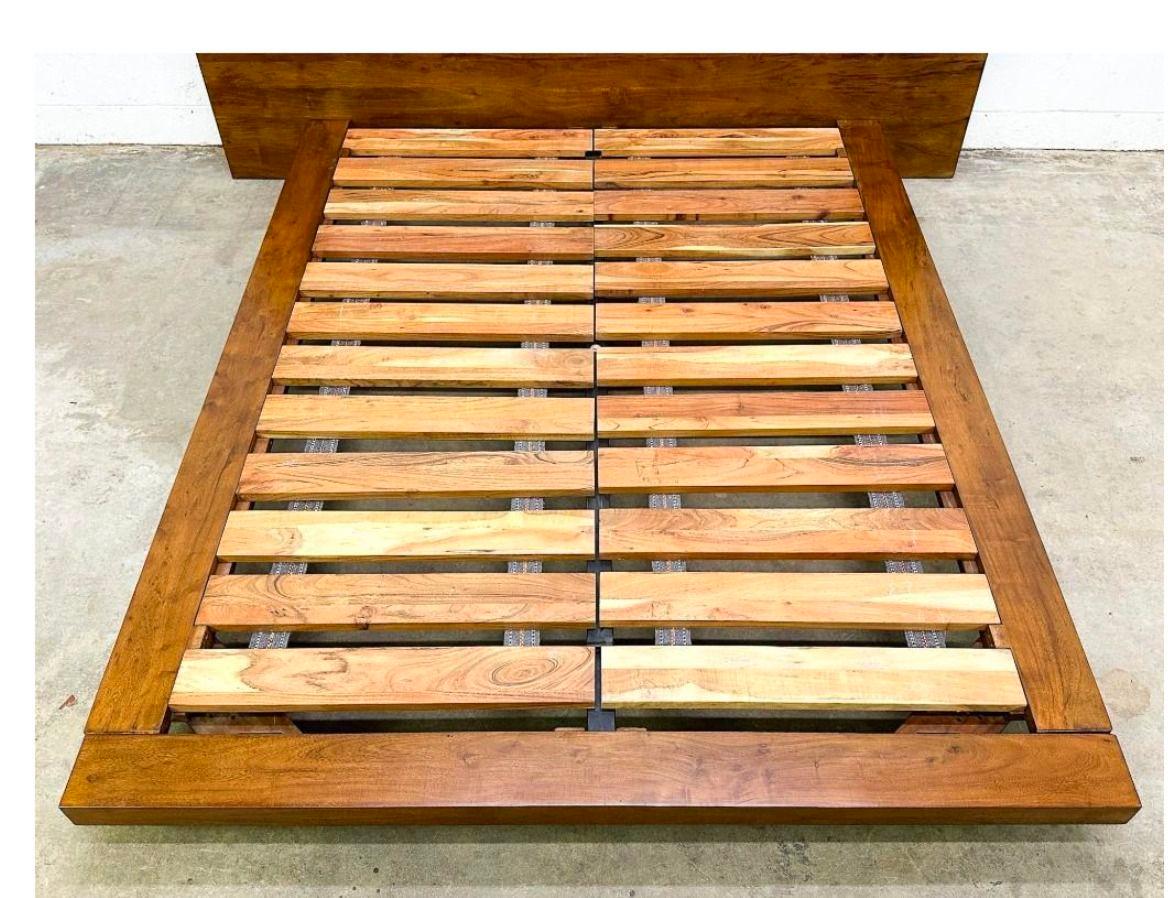 Hand-Crafted Organic Live Edge Slab Headboard Queen Platform Bed For Sale