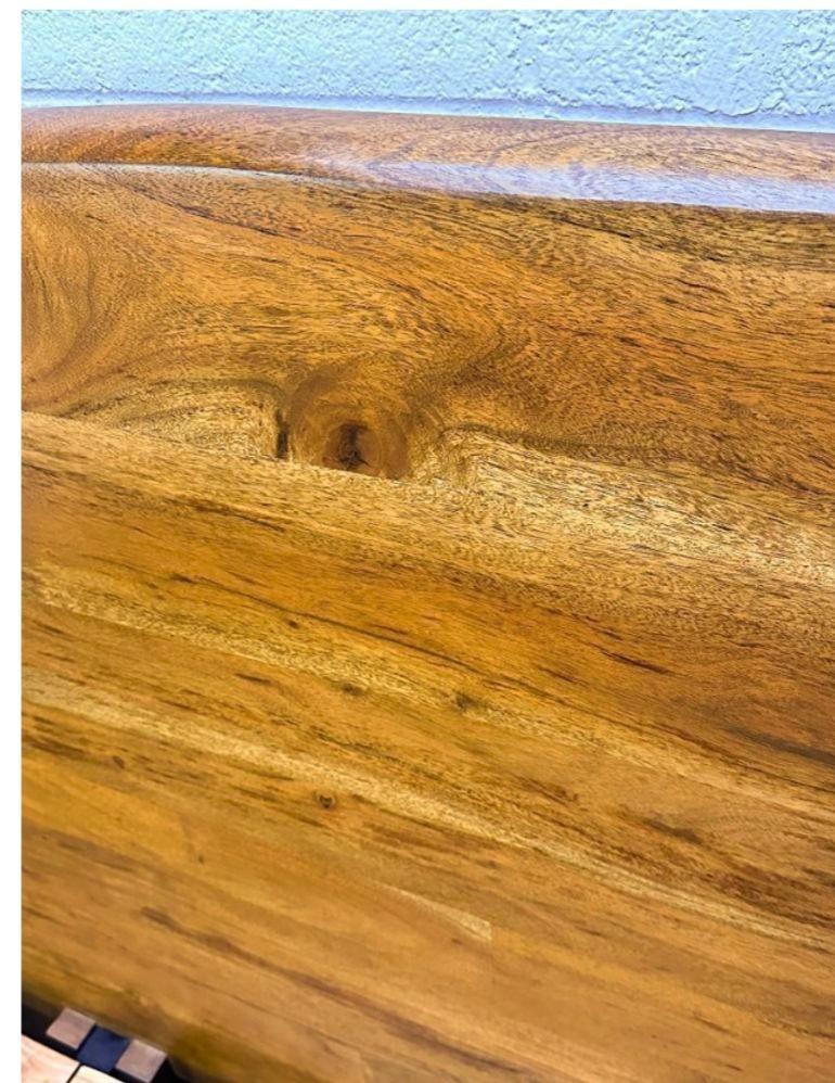 Wood Organic Live Edge Slab Headboard Queen Platform Bed For Sale