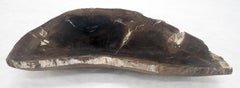 Organic Liver Shape Black & Tan Petrified Wood Tray Bowl Dish Plate Ashtray MINT