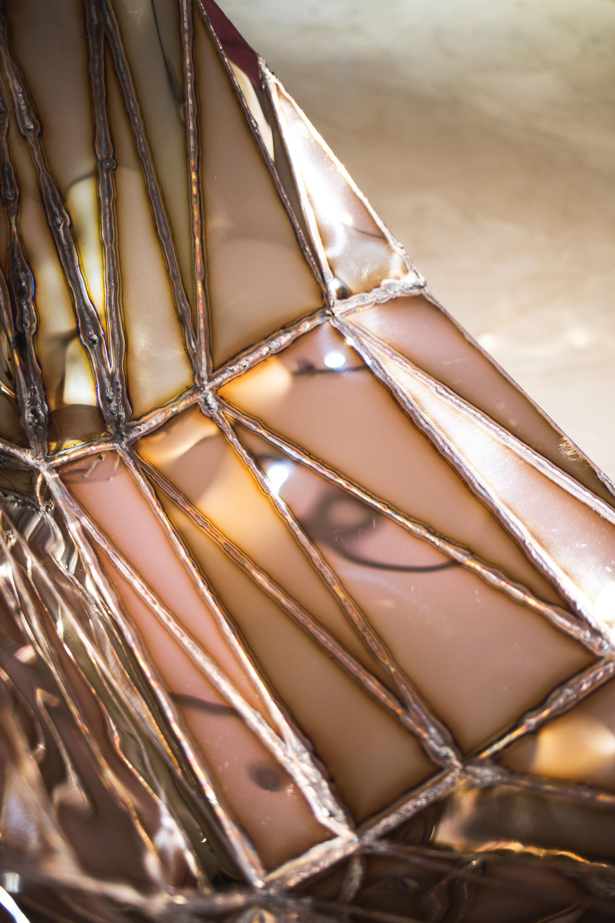 Britannique Organic Loop Chair en acier inoxydable soudé poli miroir par Julian Mayor en vente