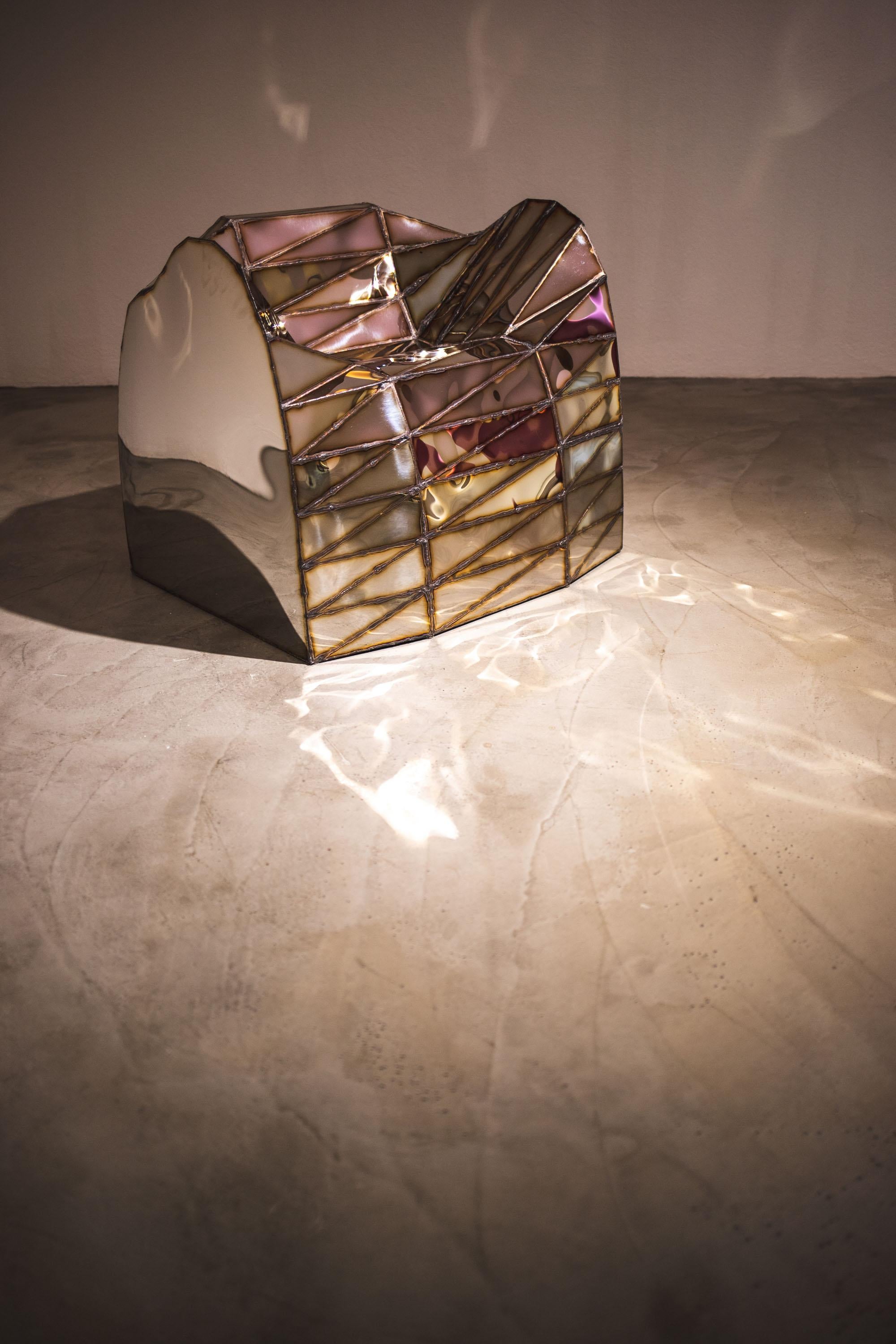 XXIe siècle et contemporain Organic Loop Chair en acier inoxydable soudé poli miroir par Julian Mayor en vente