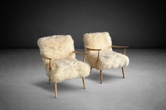 Organic Lounge Chairs in Natural Fur, France 1950s